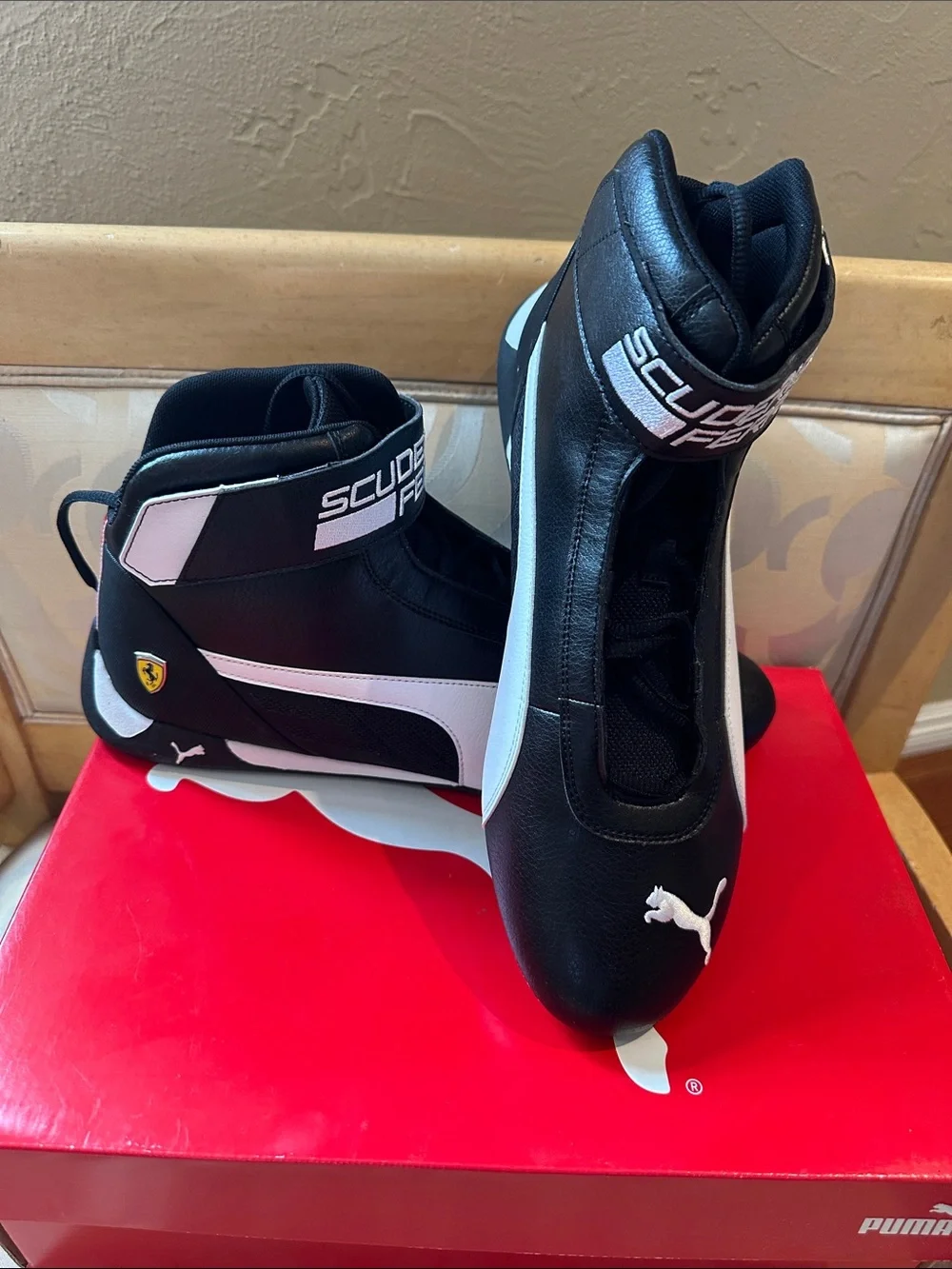 Puma Black White Scuderia Ferrari High-Top Racing Sneakers- Brand New in Box